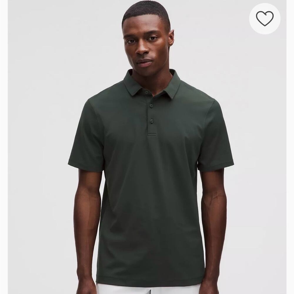 lululemon evolution Forest Green short sleeve Polo Shirt Sz S Active Preppy